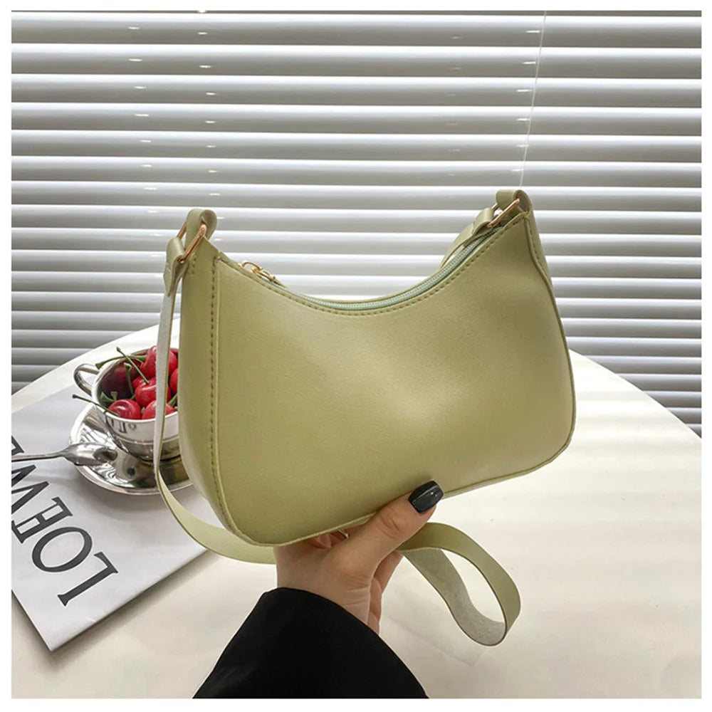 WOMEN'S Bag Underarm Bag  Handbags Retro Solid Color PU Leather Shoulder Underarm Bags Casual Women Hobos Handbags