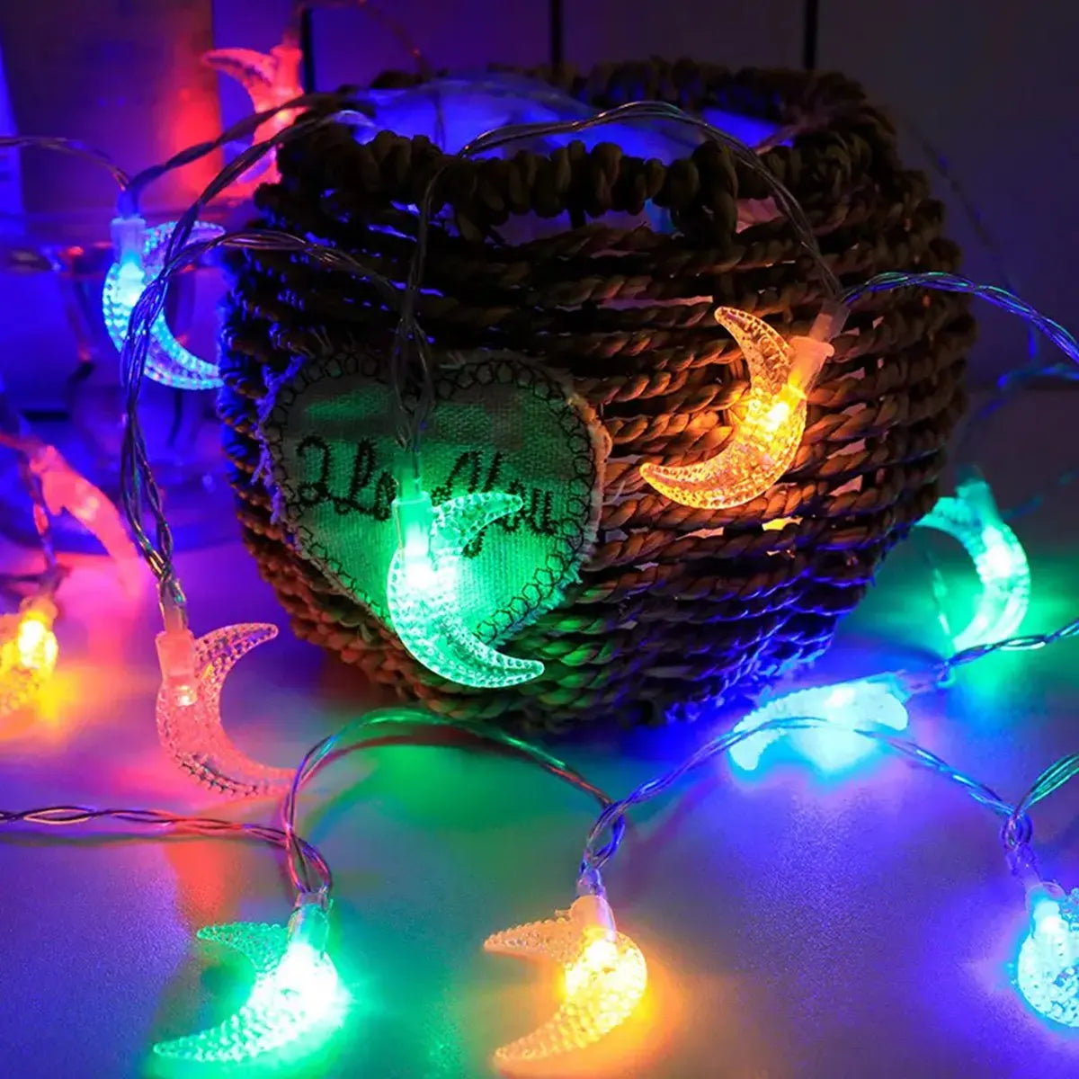 1pack Ramadan Decor Moon String Lights Battery Operated  LED Ramadan Mubarak Lights For Crescent Party Home Garden Living Rooms