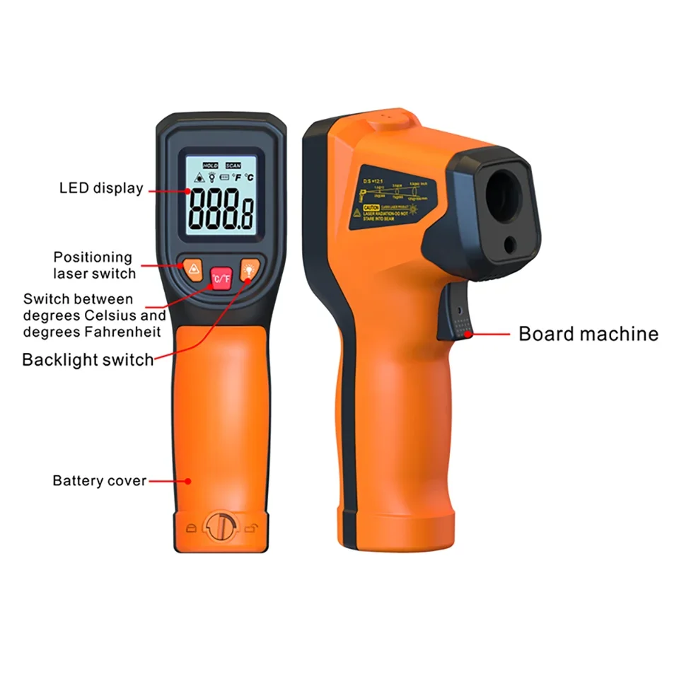 -50~600°C Digital Infrared Thermometer Laser Temperature Meter Non-contact Pyrometer Imager Hygrometer IR Sensor Termometro