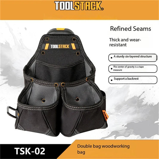 TOOLSTACK TSK-02 Framer Pouch Double -Pocket Multifunctional Tool Waist Bag Durable Bags Carpenters Pouch Tools Package Bag Work