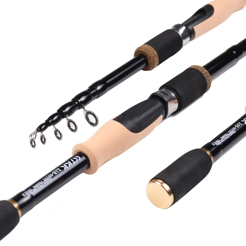 Fishing Lure Spinning Casting Rod Baitcasting Carbon Fiber Feeder 1.6M 1.8M 2.1M 2.4M Durable Cork Wooden Handle Travel Tackle