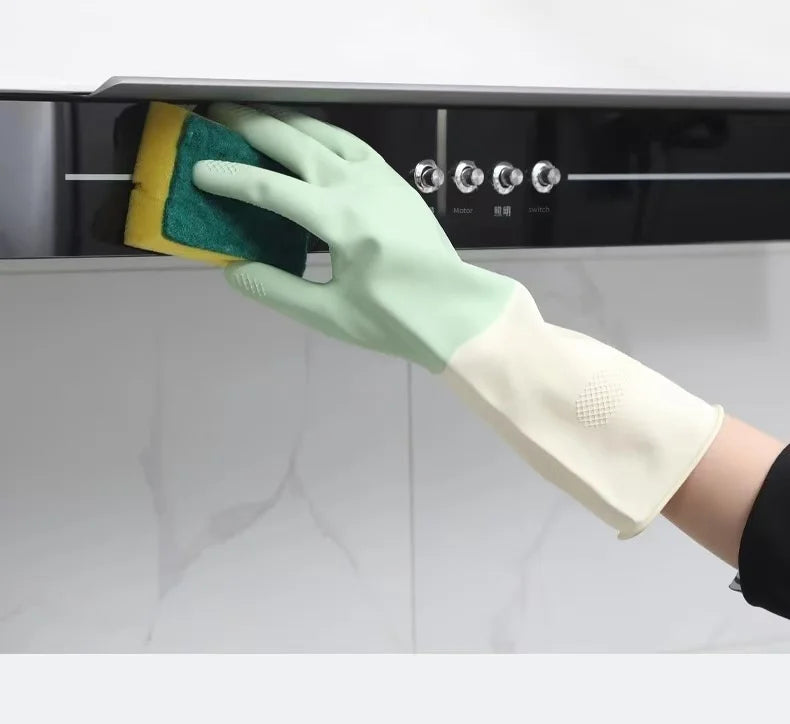 4pcs Waterproof Housework Cleaning Gloves Kitchen Cleaning Latex Laundry Dishwashing Gloves Wear Resistant Rubber Gloves