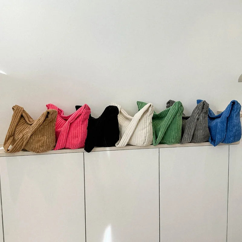 Winter Tote Bag for Women Large Capacity Handbags Casual Shoulder Bags Trend Female Corduroy Shopper Crossbody Bag