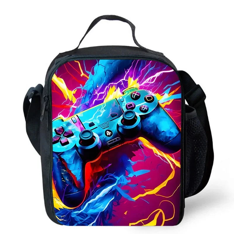 Lunch bags for Child,Cartoon Game con-so-les School Picnic Bags for Boys,Large Kids Insulation Cooler Bags for Aged 4-10 years