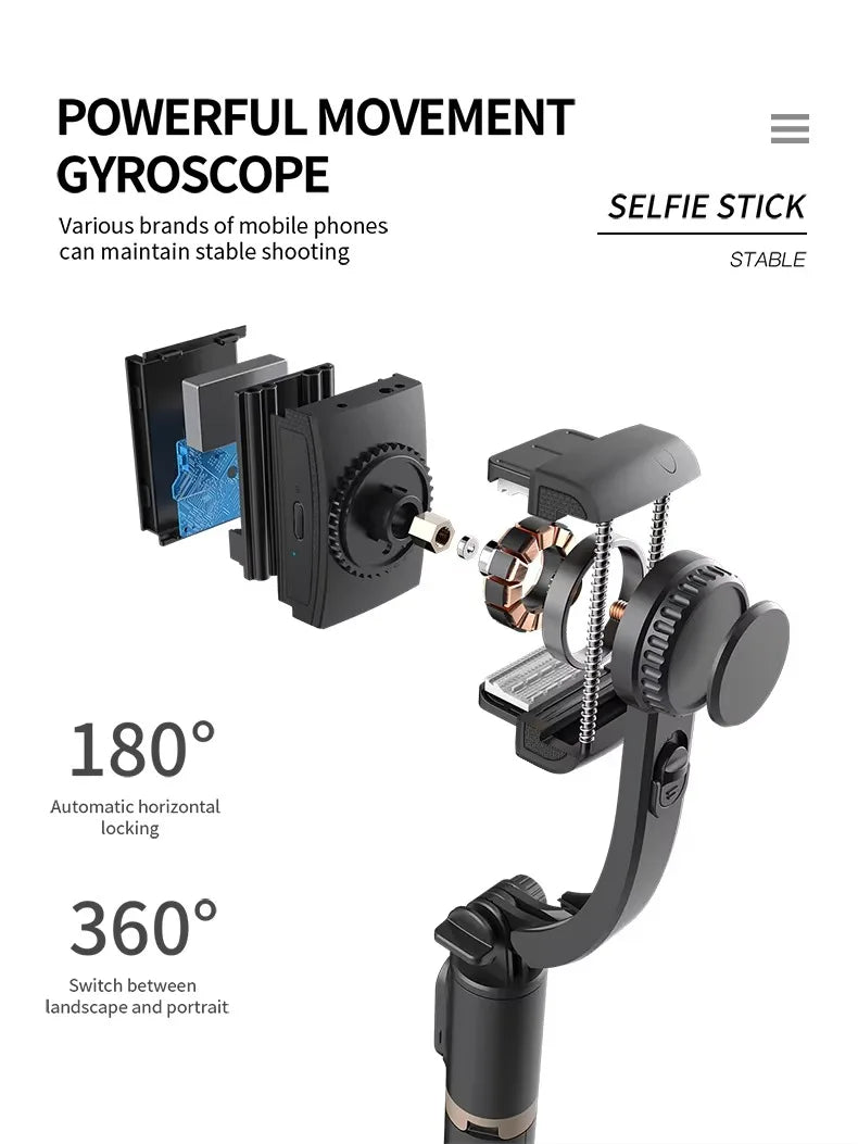 Gimbal Stabilizer for Smartphone,Selfie Stick Tripod with Remote Control Auto Balance 360° Rotation Phone Gimbal for Selfies