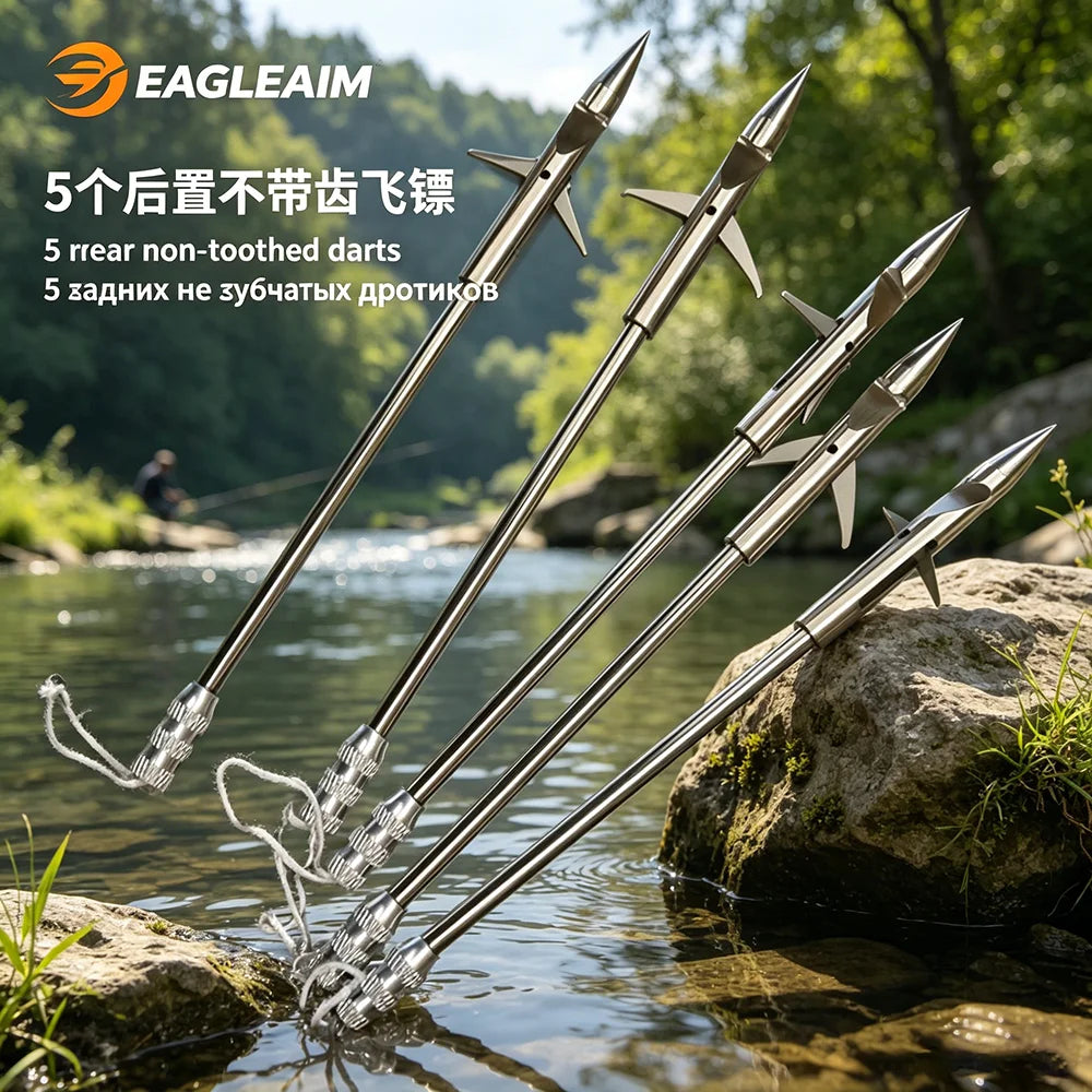 Front Facing Flying Shark Fishing Darts Slingshot Arrows-5 Pack Slingshot Fishing Reel Darts Silver Deep Water Shooting Fish Dar