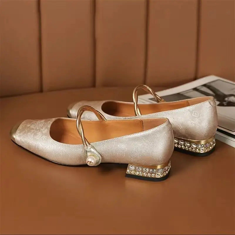 Shoes for Woman Flats Formal Women's Summer Footwear Low Heel Elegant Moccasins Flat Pointed Toe Non Slip on Promotion E 39