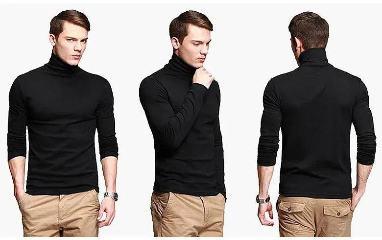 Thermal Underwear Tops Men Spring Clothes Thermal Shirt Autumn Men's Winter Tights High Neck Thin Slim Fit Long Sleeve T-shirt