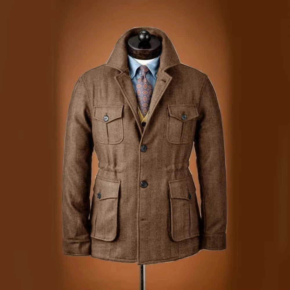 Men's Tweed Jacket Tuxedo Woolen Suit High Quality Costumes Wool Single Breasted Casual Slim Fit Male Blazers Autumn Winter