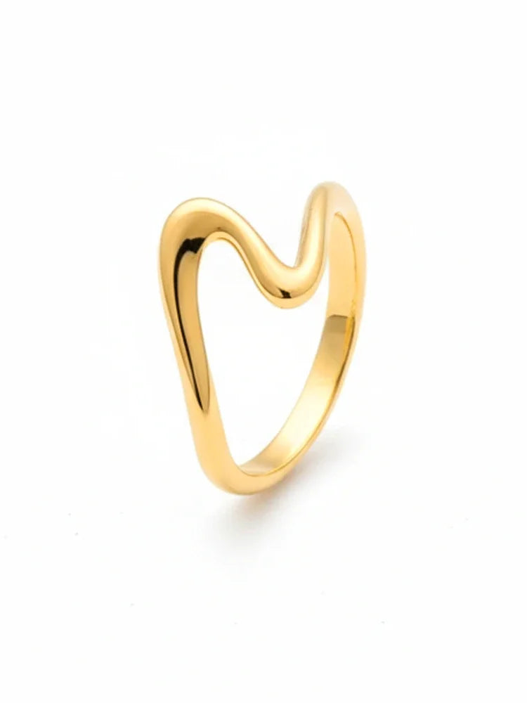 925 Sterling Silver Minimalism Simple Smooth Wave Fashion Ring For Women Daily Wear Party Engagement High Quality Fine Jewelry