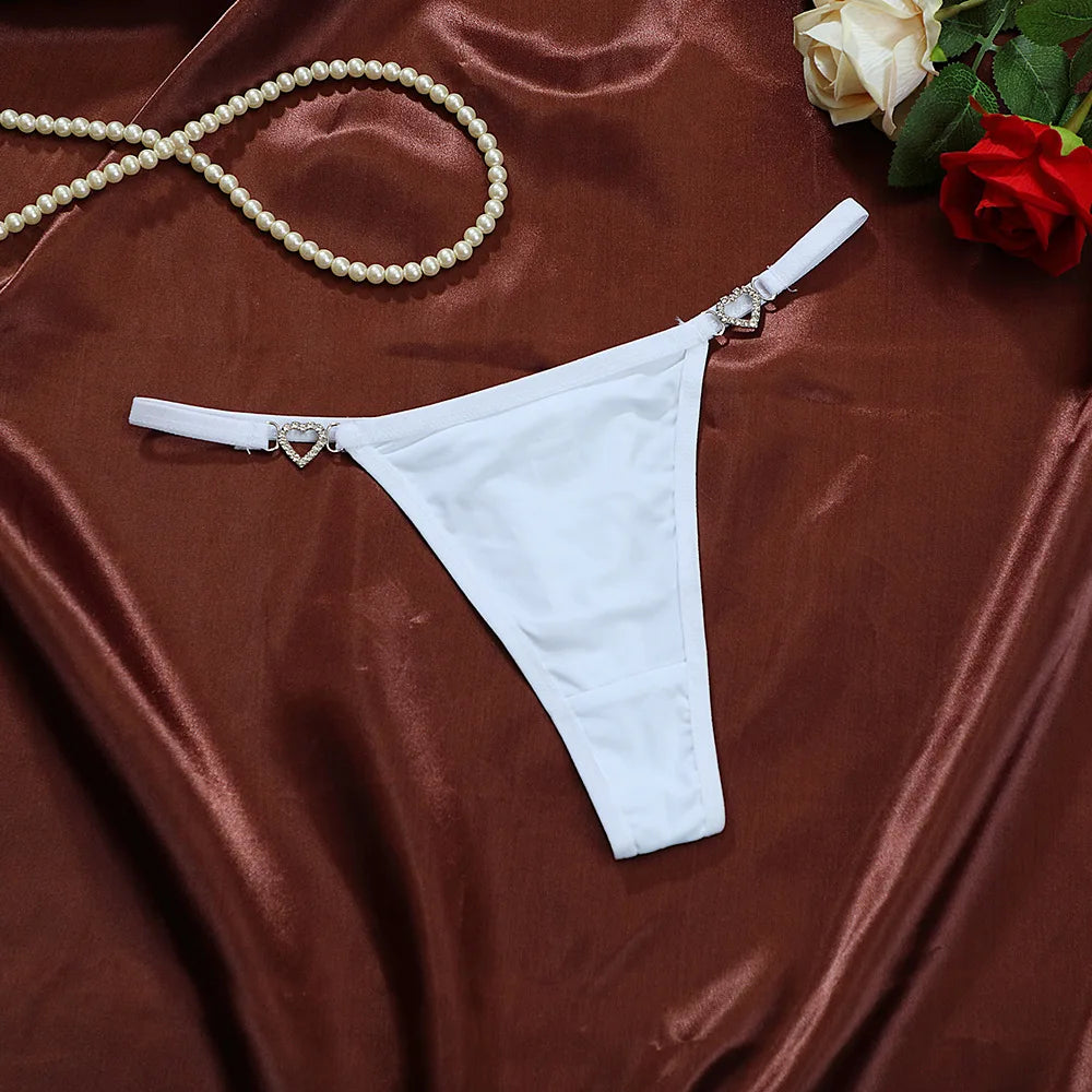 Women Sexy Thongs Low Rise Ladies G-string Heart Decoration Panties Ladies Sexy Costume Lingerie for Women
