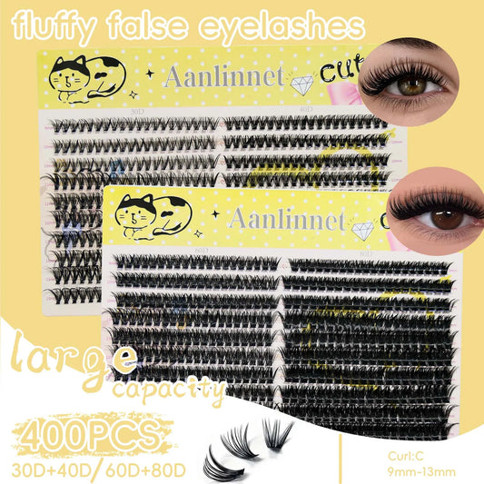 10 rows of 400 clusters makeup 3D eyelash extension natural eyelash tool 30/40/60/80D false eyelash personal eyelash extension