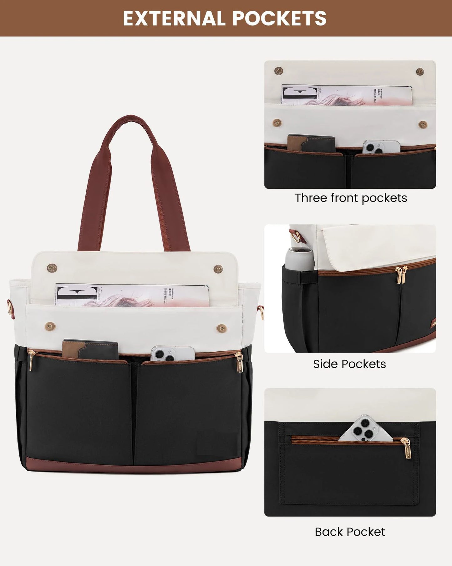 Women Laptop Tote Bag Large Capaci Handheld Shoulder Casual Crossbody Bag Commuter OL Inner Ket Nylon Fabric for 15.6 Inch Bag