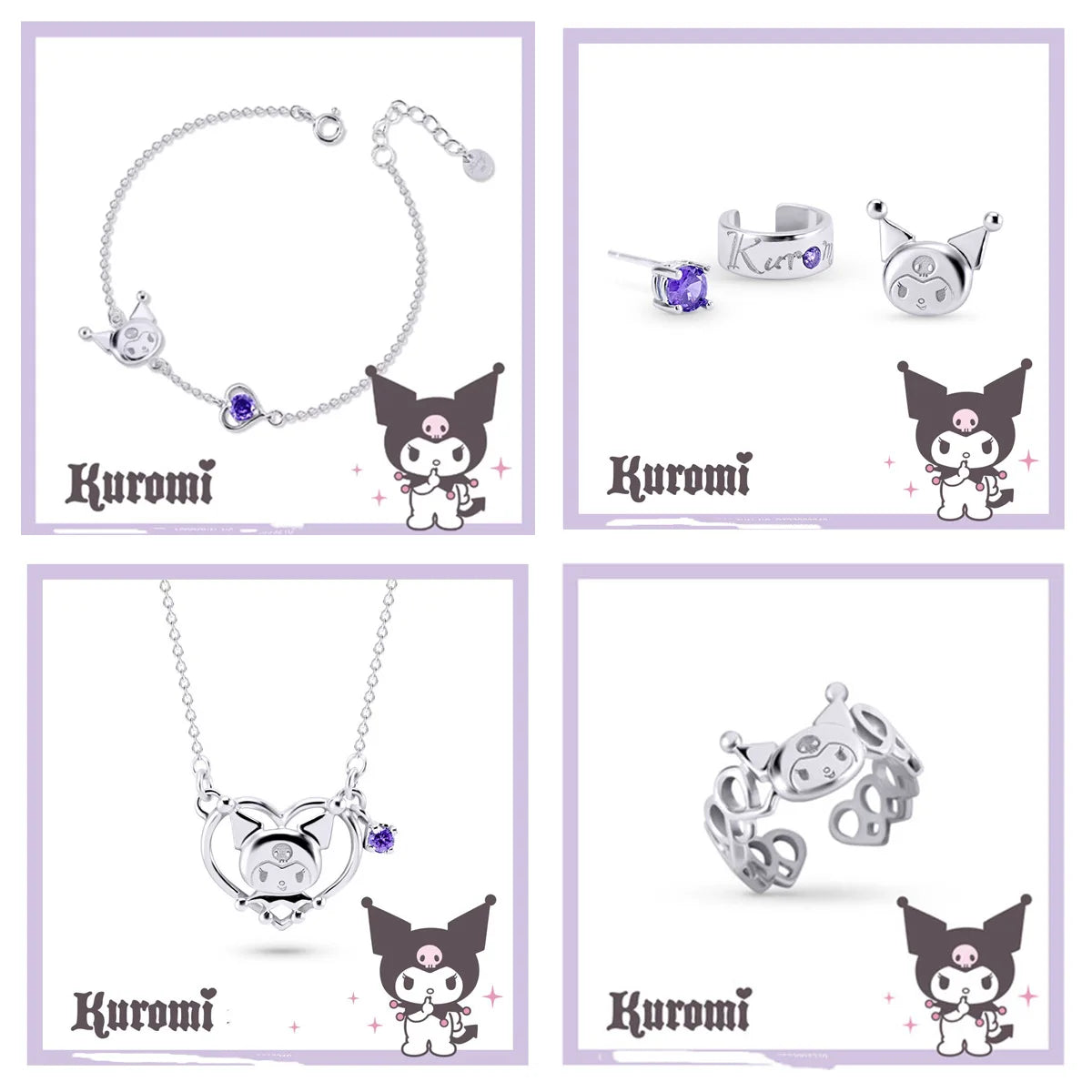 Cartoon Anime Necklace Set Cute Animal Clavicle Chain Pendant Earrings Jewelry Set Jewelry Accessories Girl Gift