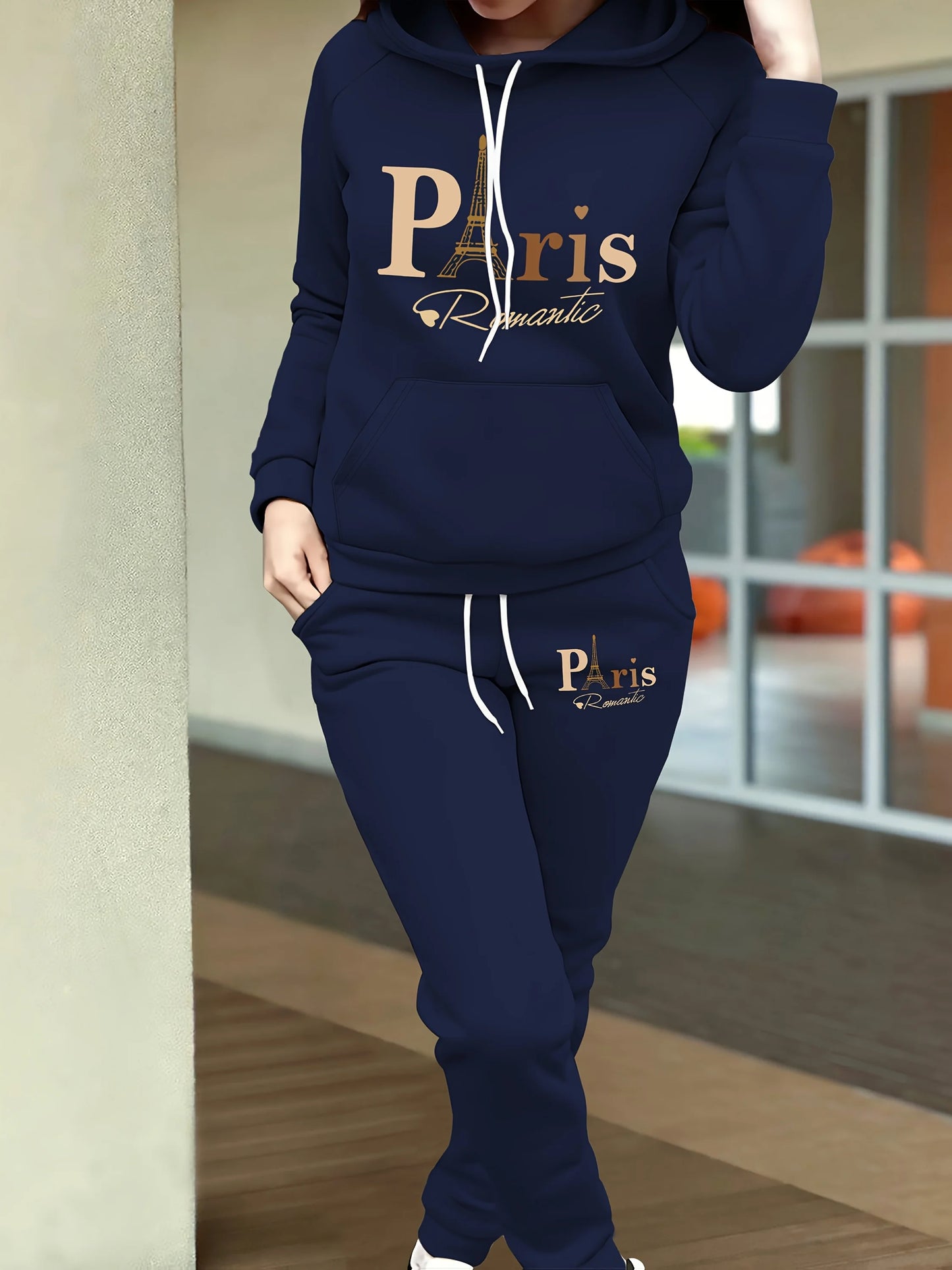 women Hoodies+sweatpant set Hip Hop Street Casual Printed Hoodie Oversize Loose New Sweatshirts Autumn Warm Fleece Clothing