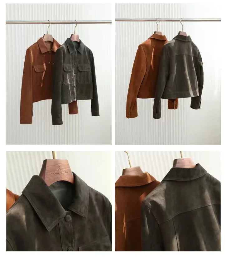 Casual Quality Leather Jacket For Women 2025 Spring Cashmere Suede Leather Coat Female Slimming Versatile Jaqueta Streetwear