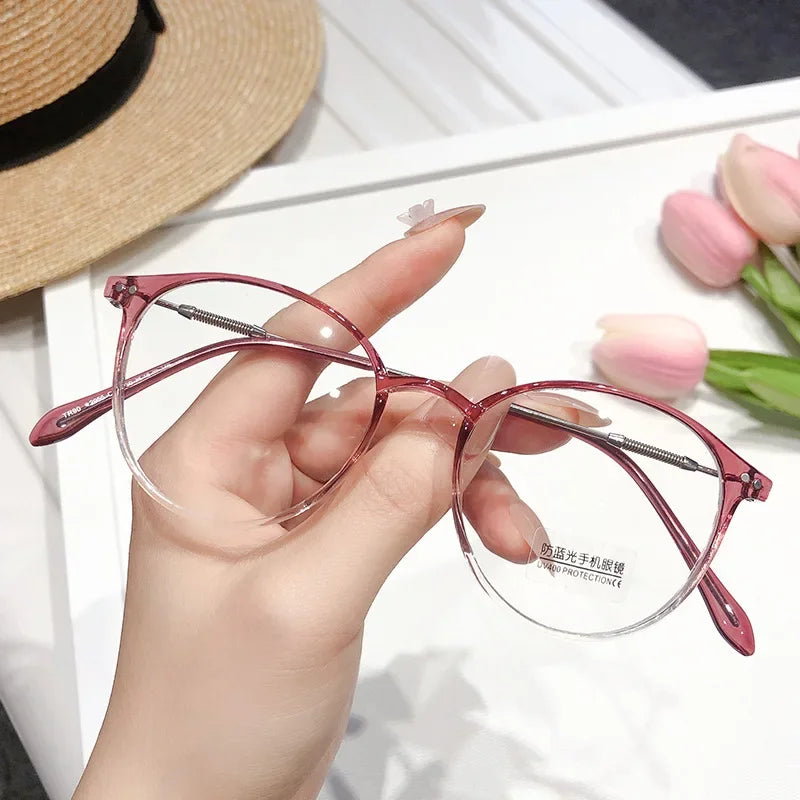 New TR90 Myopia Frames for Men and Women Retro Oval Spring Leg Optical Frames Fashion Hot Sale Glasses Frames Wholesale