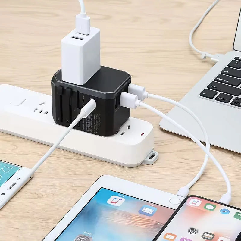 Travel Smart Adapter International Plug Adaptor Wall USB Type C Charger AC Power US EU UK AU for iPhone iPad Android Tablet