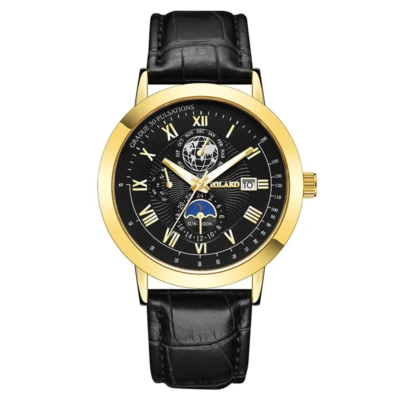 Men watches Wholesale Earth Date Wristwatches Leather Strap Quartz Watches for Men cheap men watch