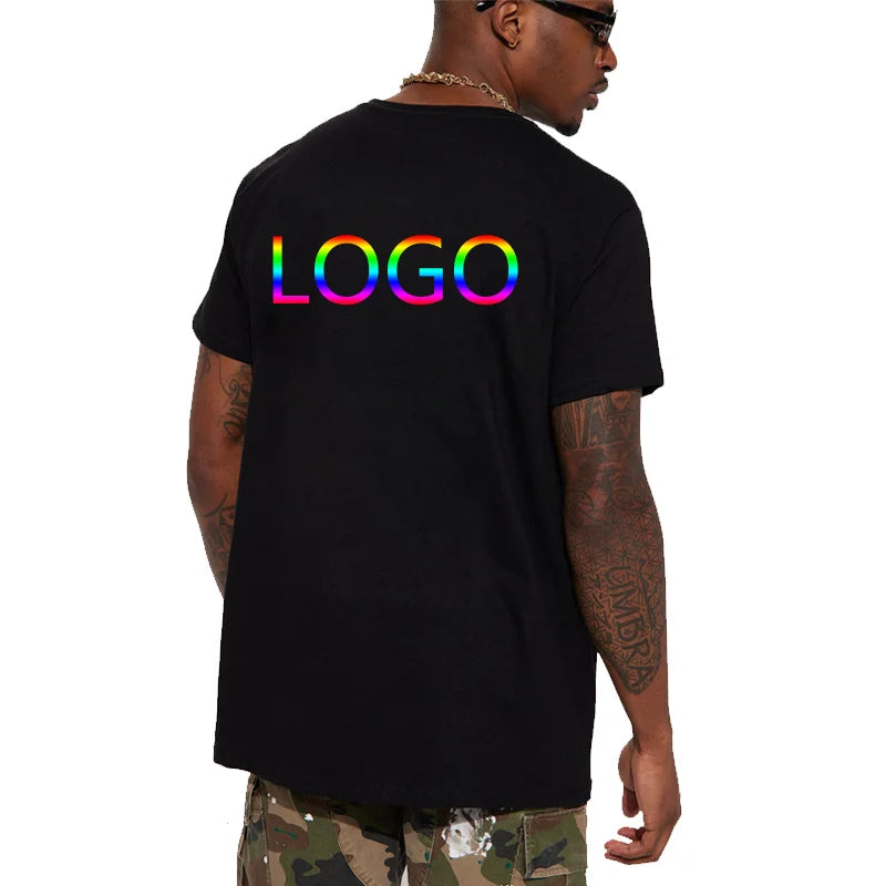 180gsm 100% Cotton T Shirt Men Custom Your Design Text  Tops Tee Men Print Your Own Design Brand Team Customization DropShipping