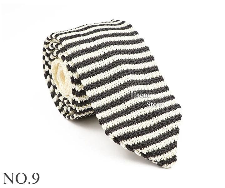 New Mens Knitted Ties Classic Striped Skinny Necktie For Business Wedding Party British Style Necktie Winter Neck Wear Accessory