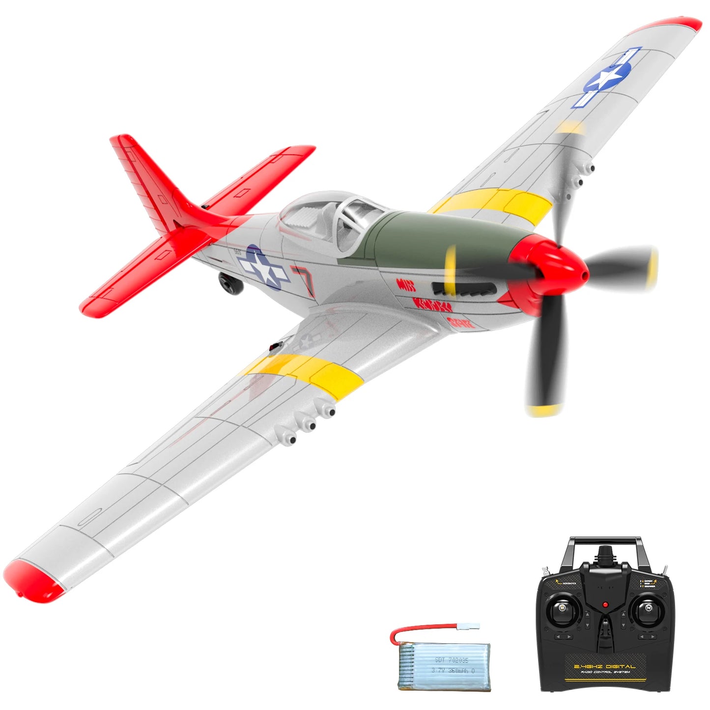 Volantex New Spitfire RC Plane EPP 400mm Wingspan RC Fighter One Key Aerobatic 2.4G 4CH RTF Warbird Plane