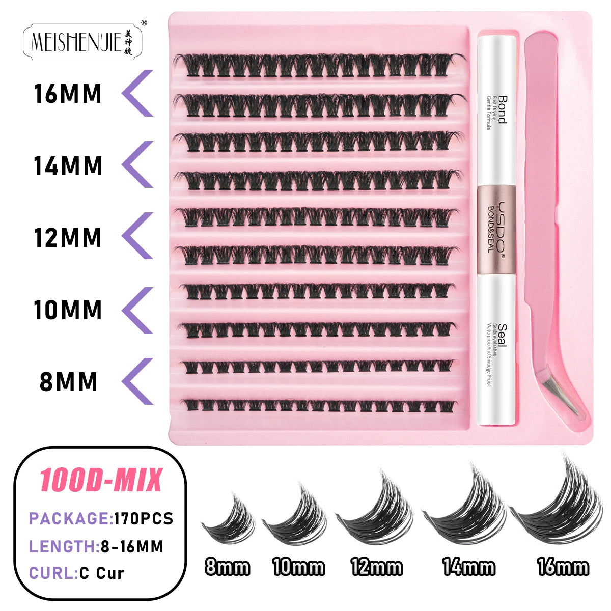 Lanjinglin DIY Lashes Extension Kit Eyelashes Clusters Lash Bond and Seal Makeup Tools for Gluing Lashes Gluing Glue Accessories
