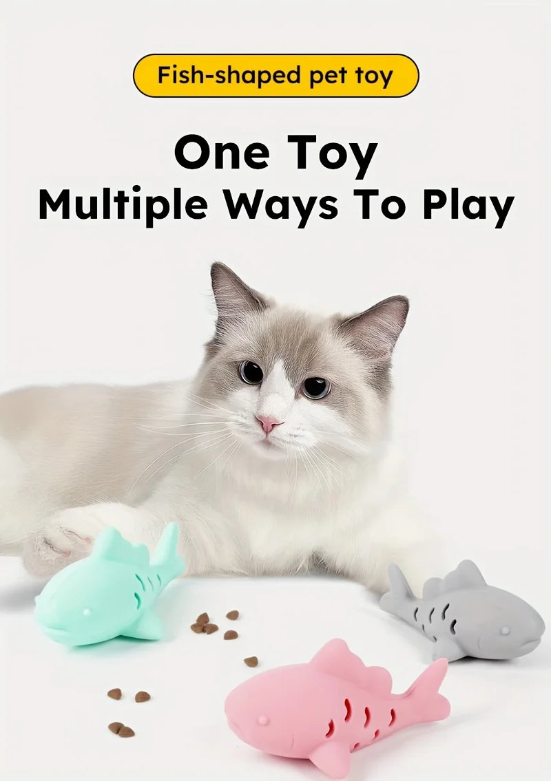 Pet's Chew Toy - Silicone Treat Dispenser Teeth Grinding & Mental Enrichment,  Bite-Proof for Small Pets, Vibrant Fish Design