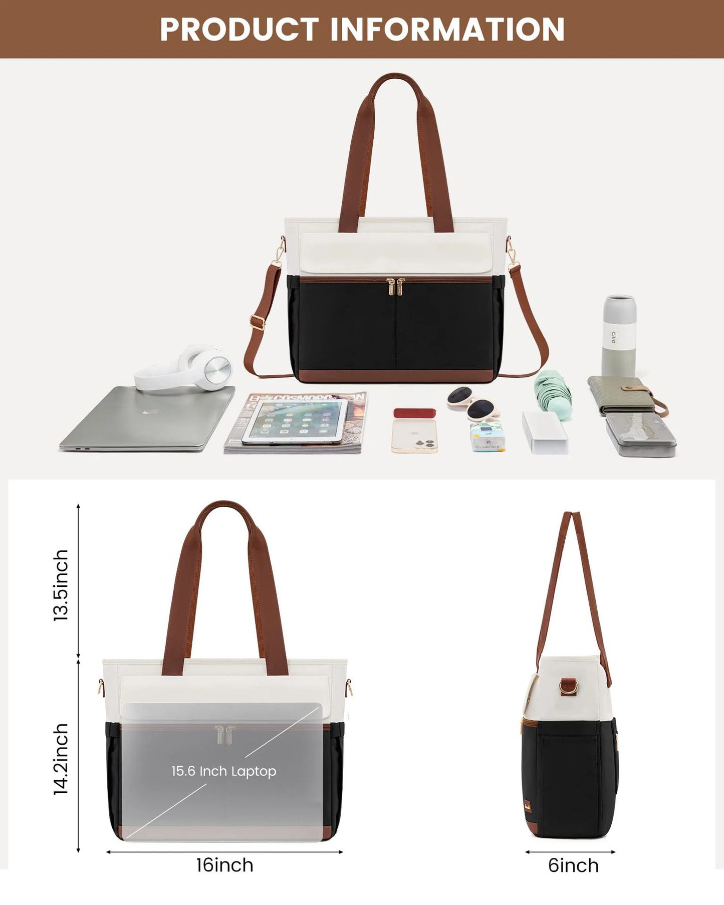 Women Laptop Tote Bag Large Capaci Handheld Shoulder Casual Crossbody Bag Commuter OL Inner Ket Nylon Fabric for 15.6 Inch Bag