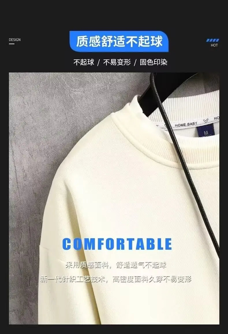 Japan Cartoon Men's Sweatshirt Hoodies Autumn Cats Printed Long Sleeve T-shirt Fashion Men's Clothing Khaki O Neck Harajuku Top