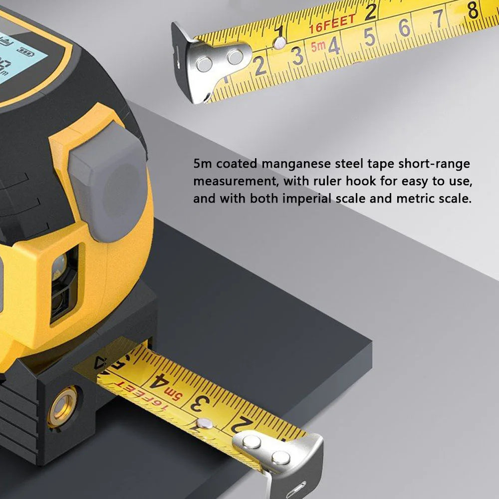 3 In 1  Laser Tape Measure Laser Distance Measuring Rangefinder Infrared High-precision Digital Electronic Ruler Measuring Level