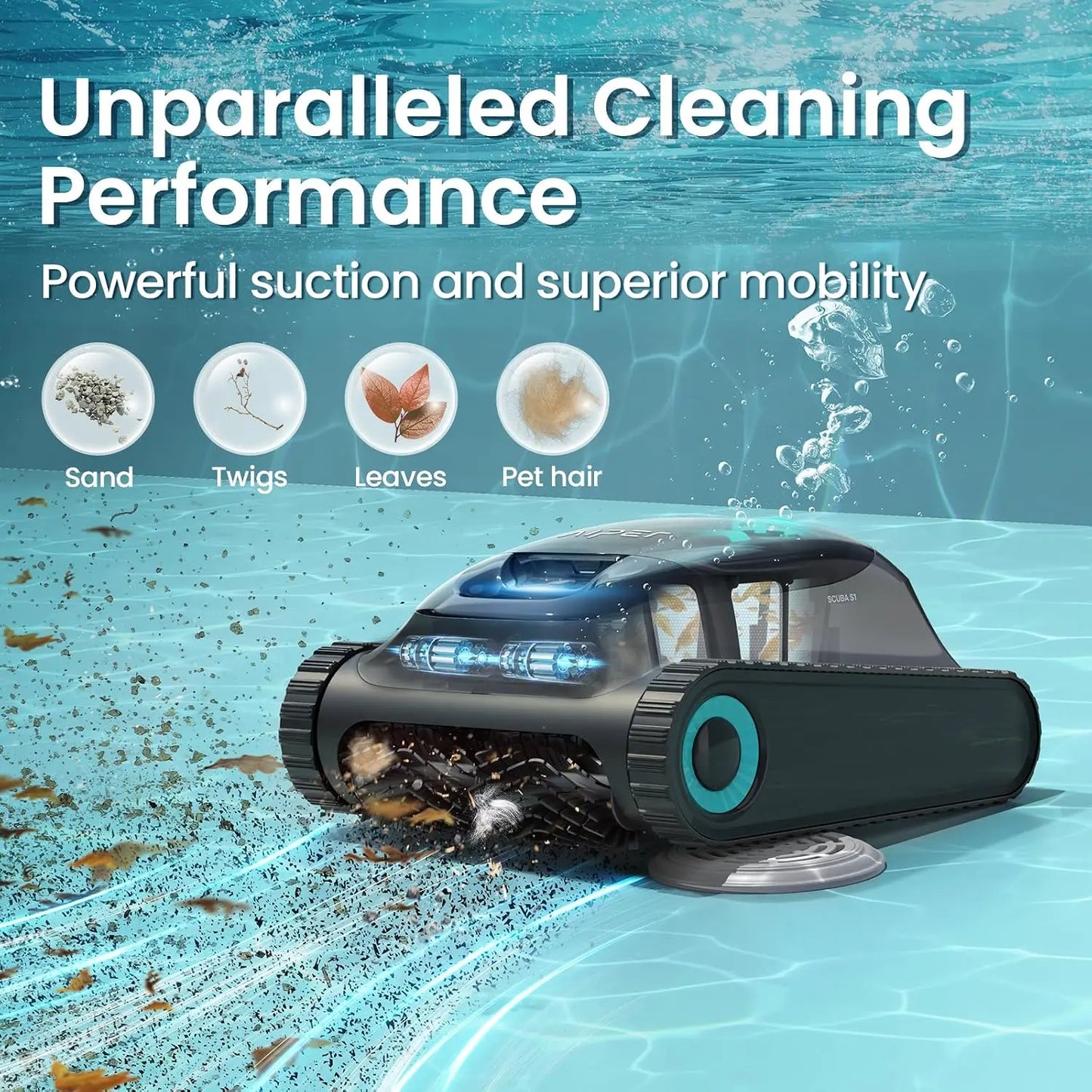 Robotic Pool Cleaner 150-Min Runtime Wall & Waterline Cleaning for Inground & Above Ground Pools up to 1600 sq.ft, Customized