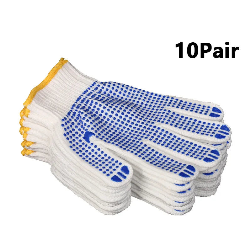 10 pairs of household gardening labor protection elastic rubber dot gloves work professional anti-slip wear-resistant Mittens