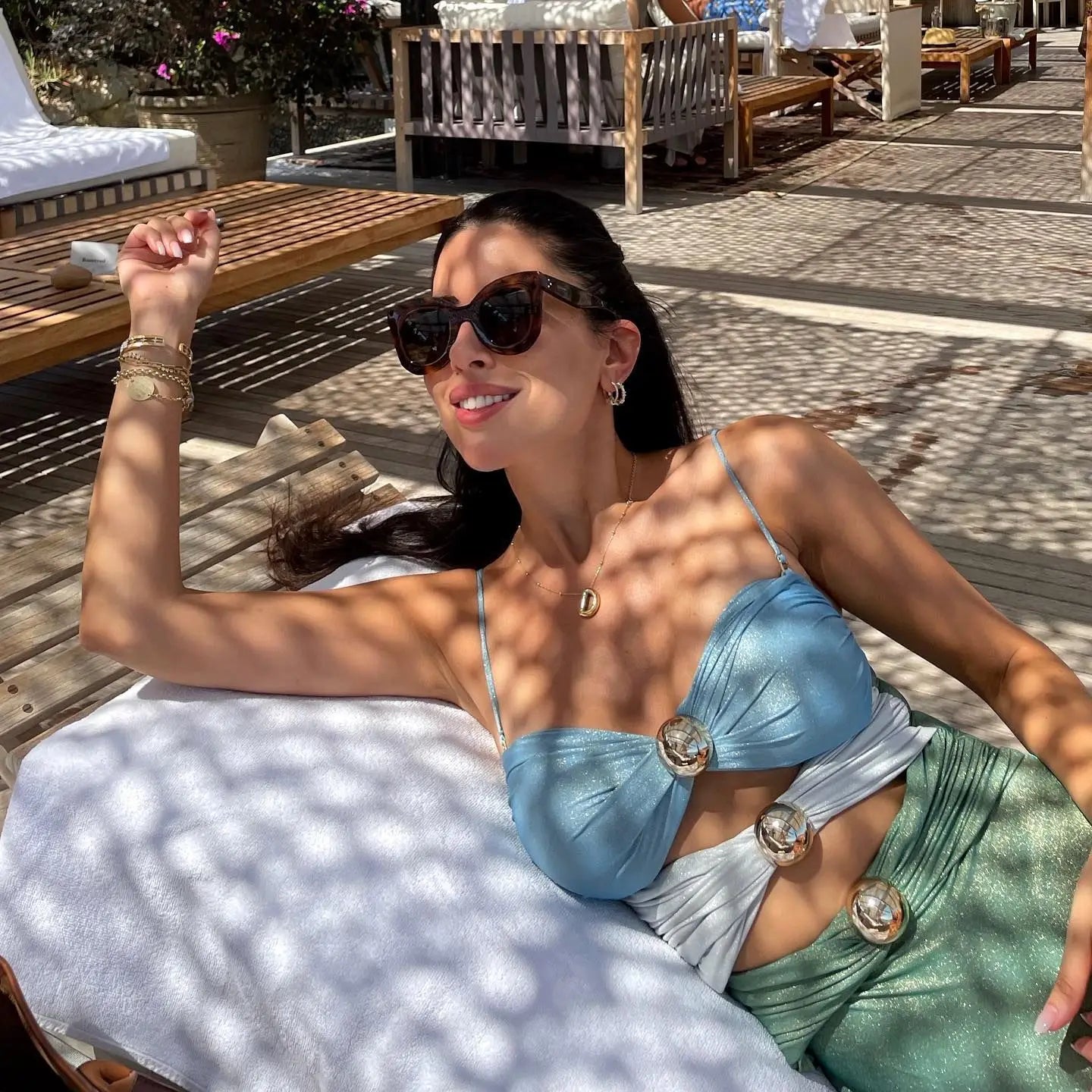 One-Piece Swimsuit and Skirt Blue Swimwear Bikini Female Vocation Bathing Suit Beachwear Beach Dress Sarong