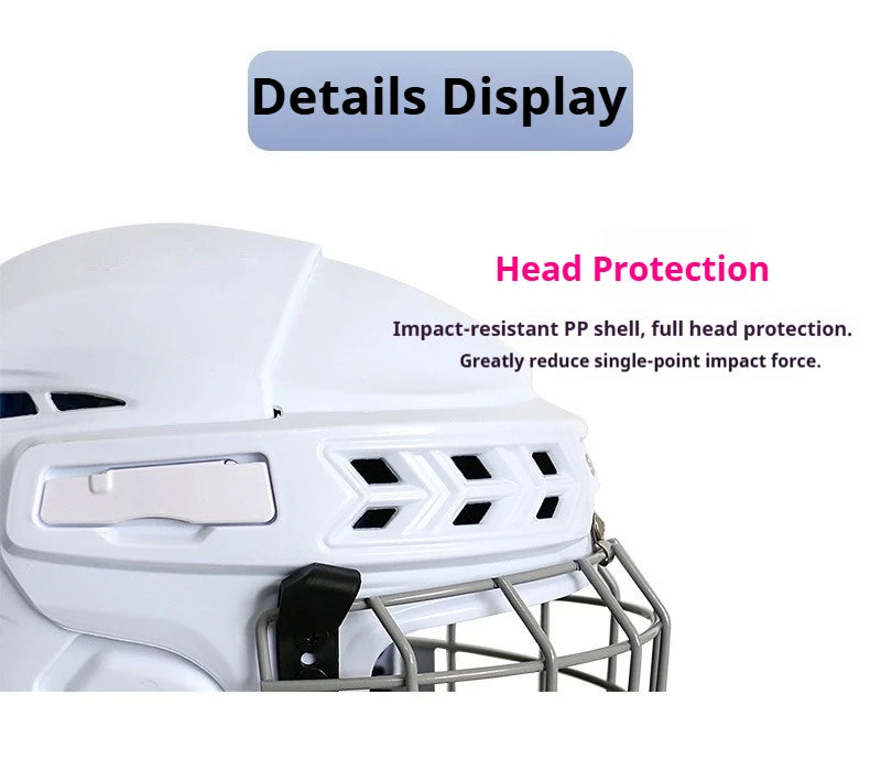 ICE HOCKEY HELMET - Certified for Roller & Street Hockey, Lacrosse,Adjustable Full Protection Headgear with Ear Protection