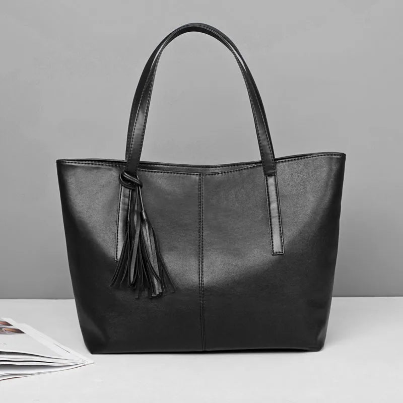 Ladies Large Capacity Handbags Women Retro Tassel Design Tote Luxury Brand PU Leather Shoulder Bag Female Top Handle Sac A Main
