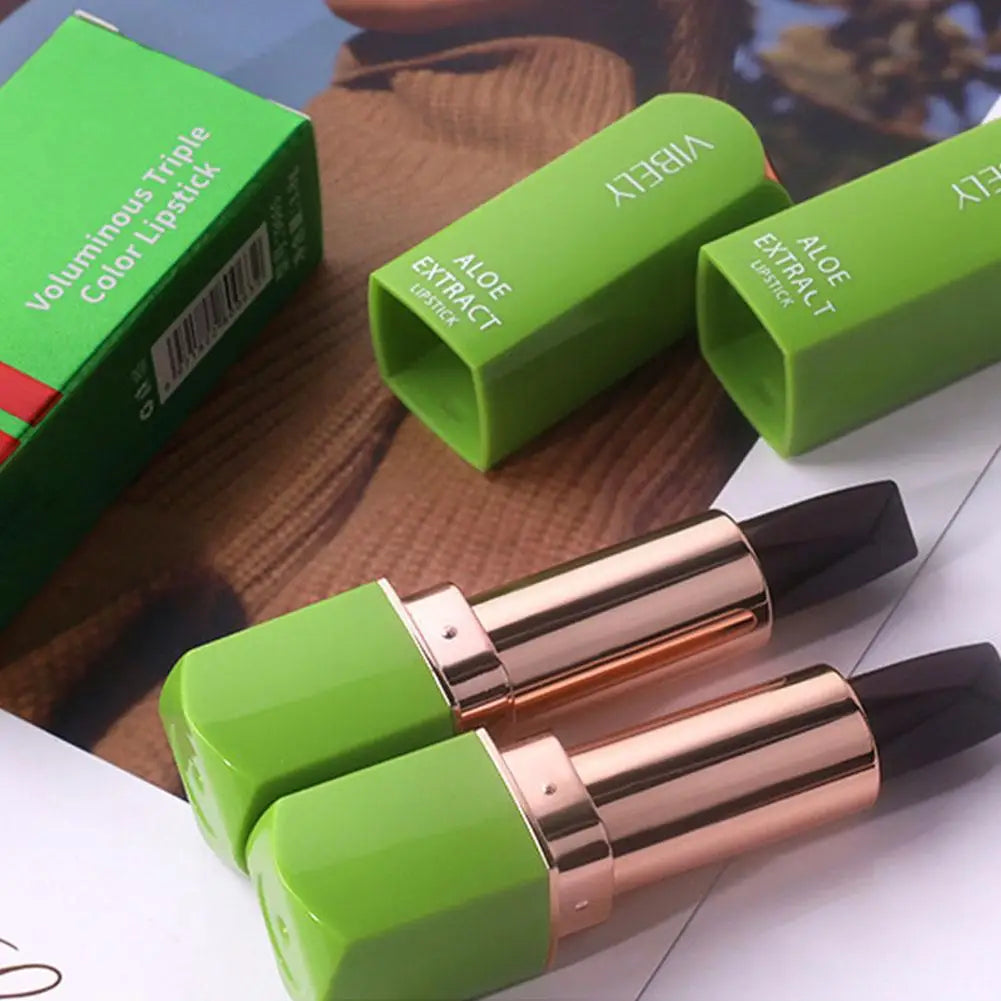 Aloe Vera Lip Balm Stick 3 Color Long Lasting Nourishing Lipstick, Temperature Changing Color Lip Gloss for Daily Makeup