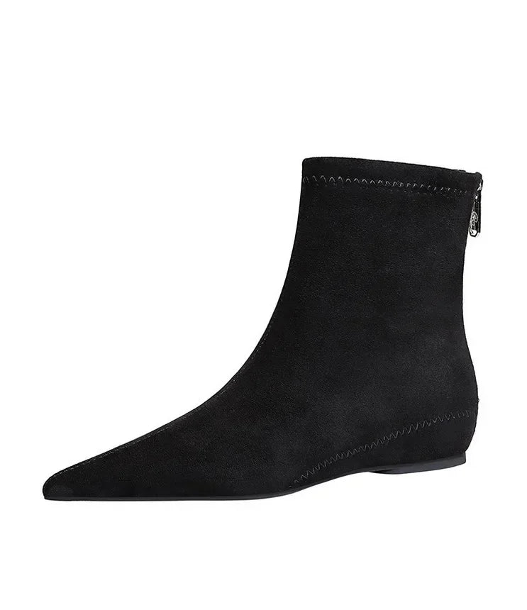 Women Red Pointed Toe Suede Ankle Boots Elegant Woman Inner Heel Short Boots 2024 Autumn Chic Office Female Keep Warm Short Boot