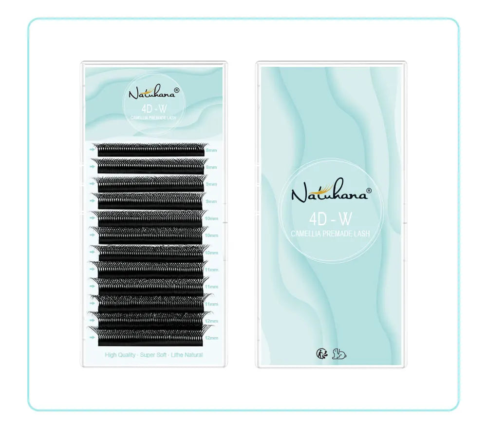 NATUHANA Camellia 3D/4D/5D W-Shape Lashes C/D/L/LU Curl Premade Fan Eyelashes Extension Soft Lightweight Eyelash For Wholesale