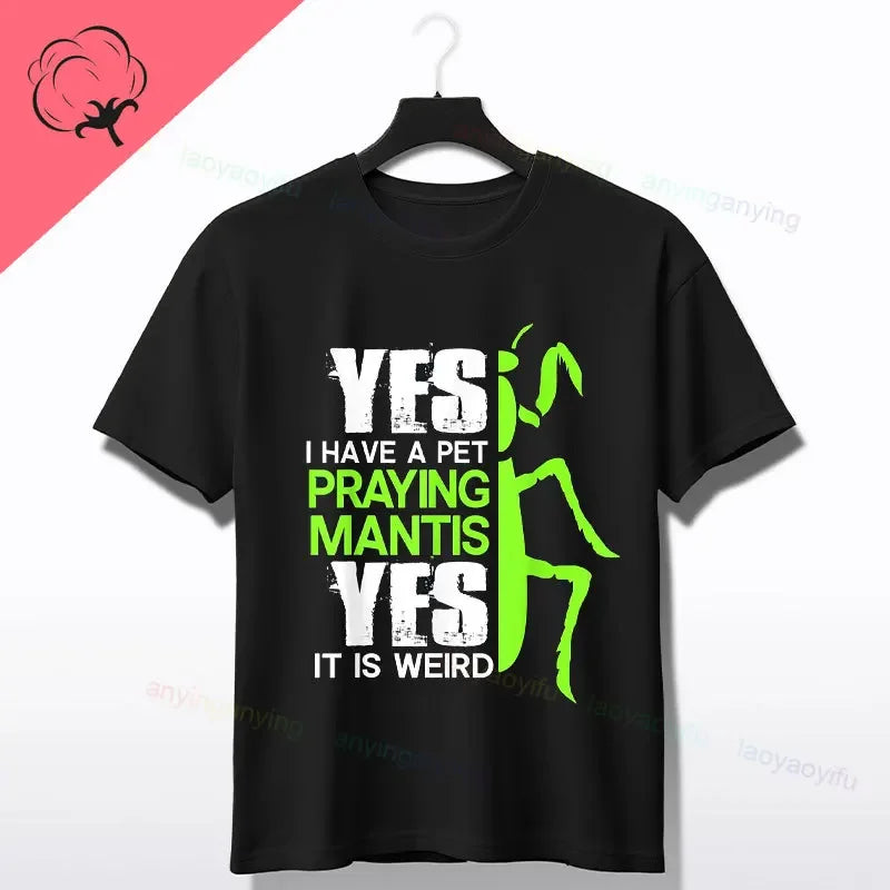 Praying Mantis Insects Bug Love Praying Mantis- Retro T-Shirt 100% Cotton Short Sleeve O-neck Tee Humor Style Design Casual Wear