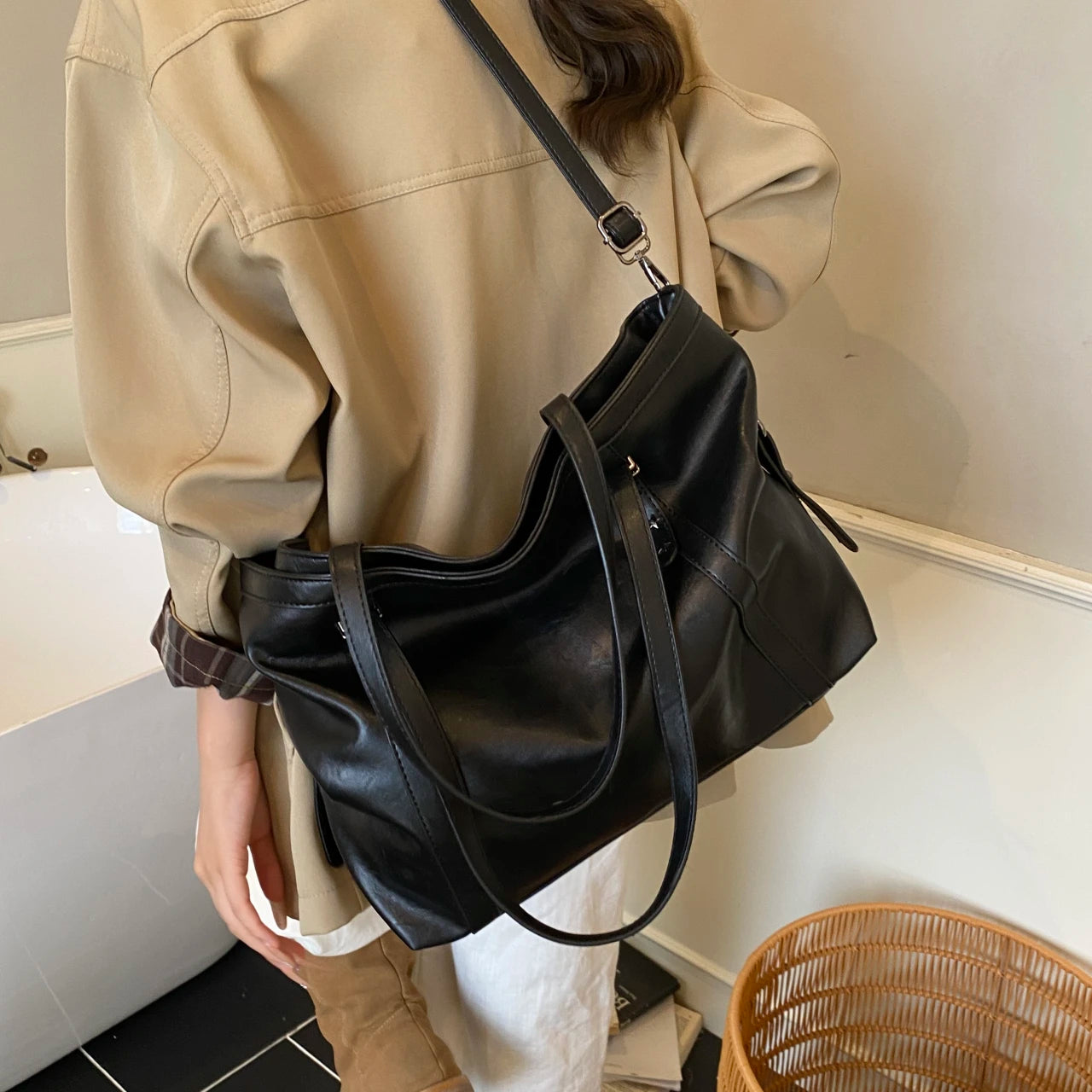 Women's Bag Large Capacity Shoulder Bags High Quality PU Leather Handbags and Purse Female Retro Tote Bags sac a main femme