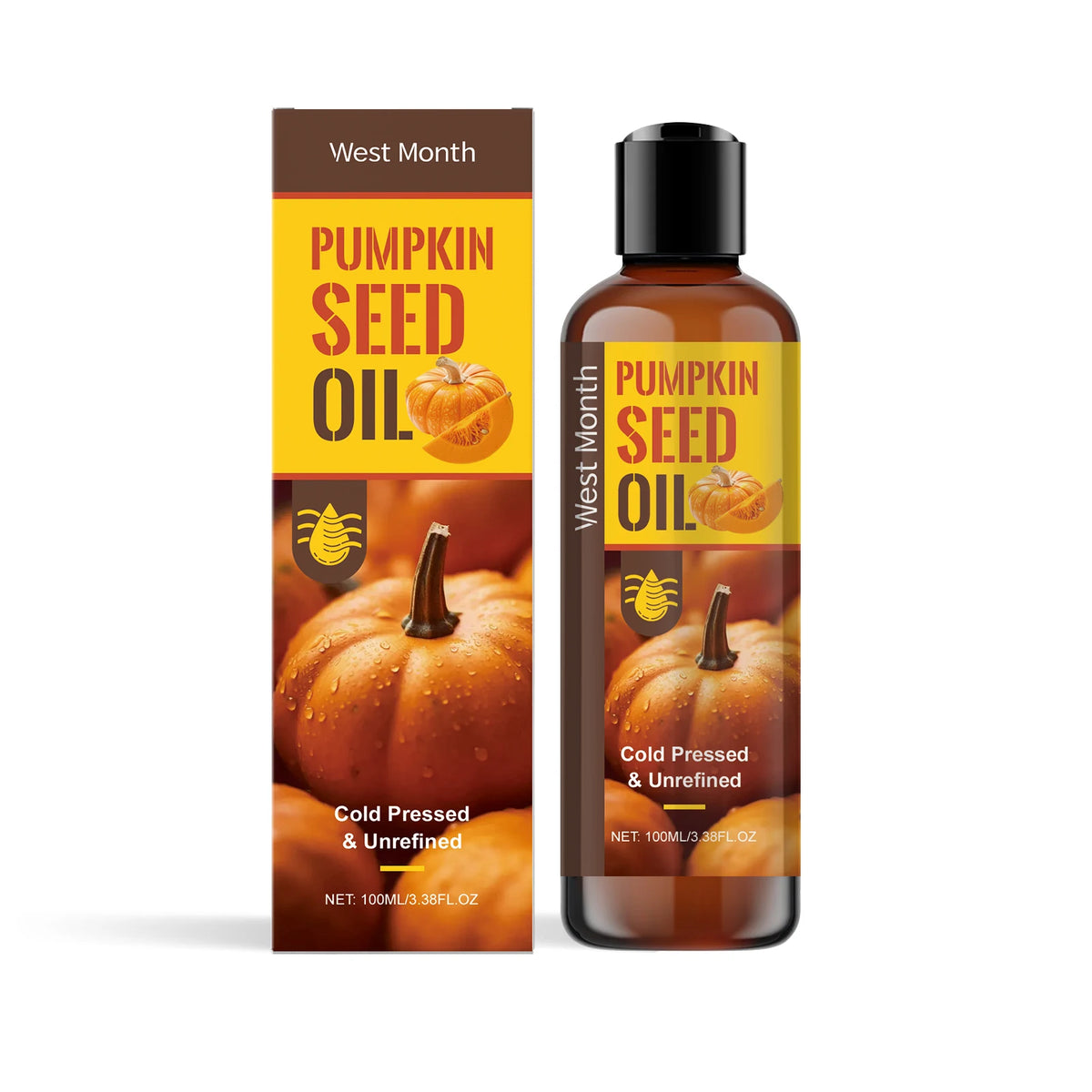 Pumpkin Seed Oil Hair Growth Products Scalp Moisturizer Deep Hydration Face Care Body Firming Organic Cold-Pressed Pumpkin Oil