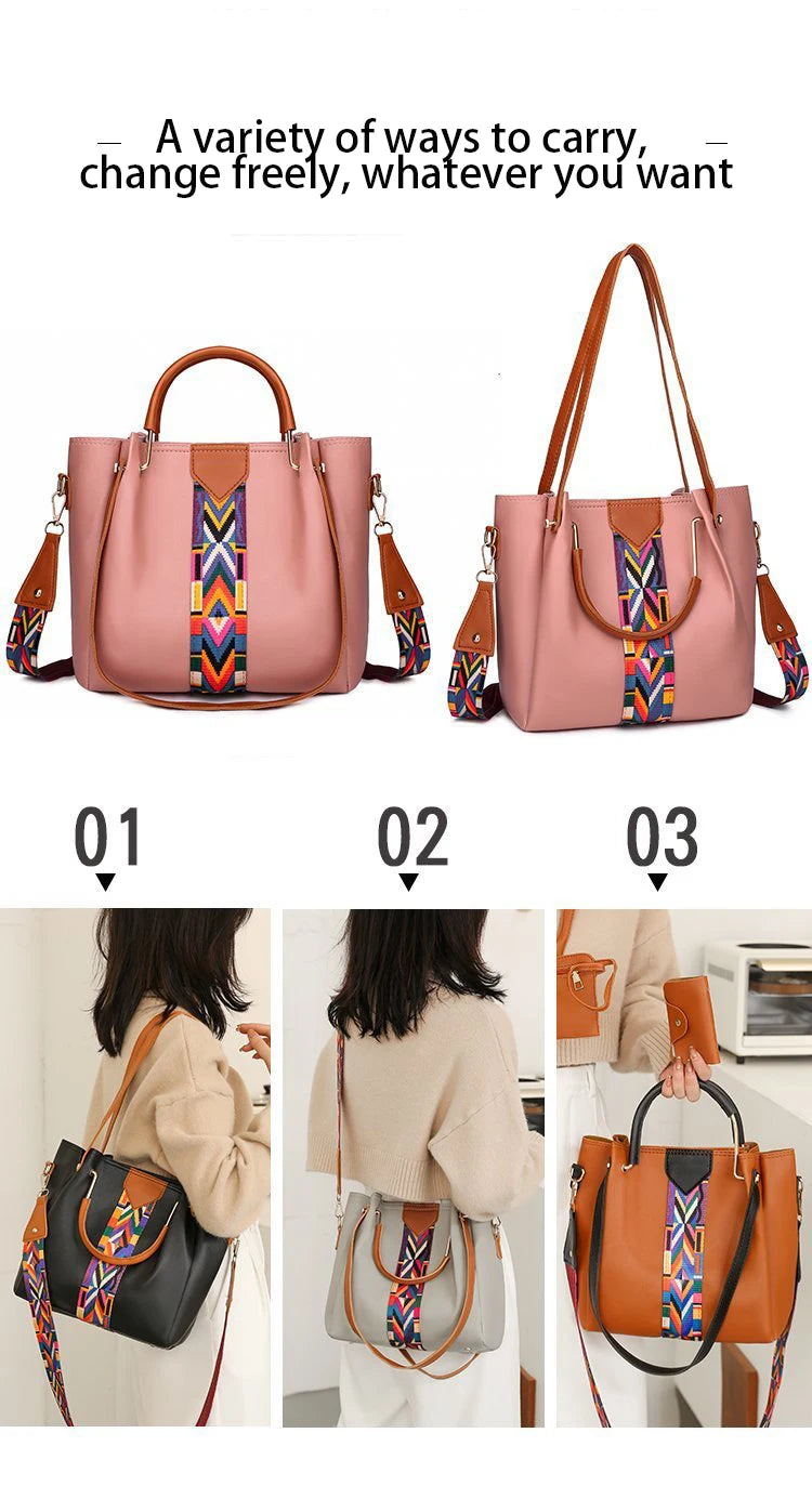 Women's Bag Luxury Handbag Large Capacity Tote 4 Pcs Ladies Bag Fashion Shoulder Bag Wallet Card Bag