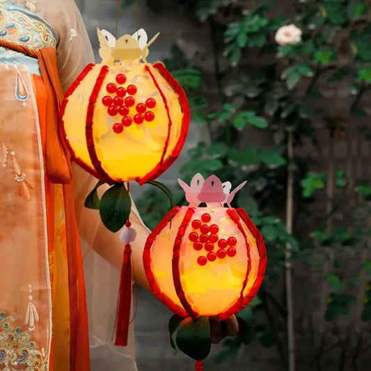 Rabbit Pomegranate Lantern Glowing Chinese Style Mid-Autumn Lanterns Handmade DIY Handheld Lanterns Mid Autumn Festival