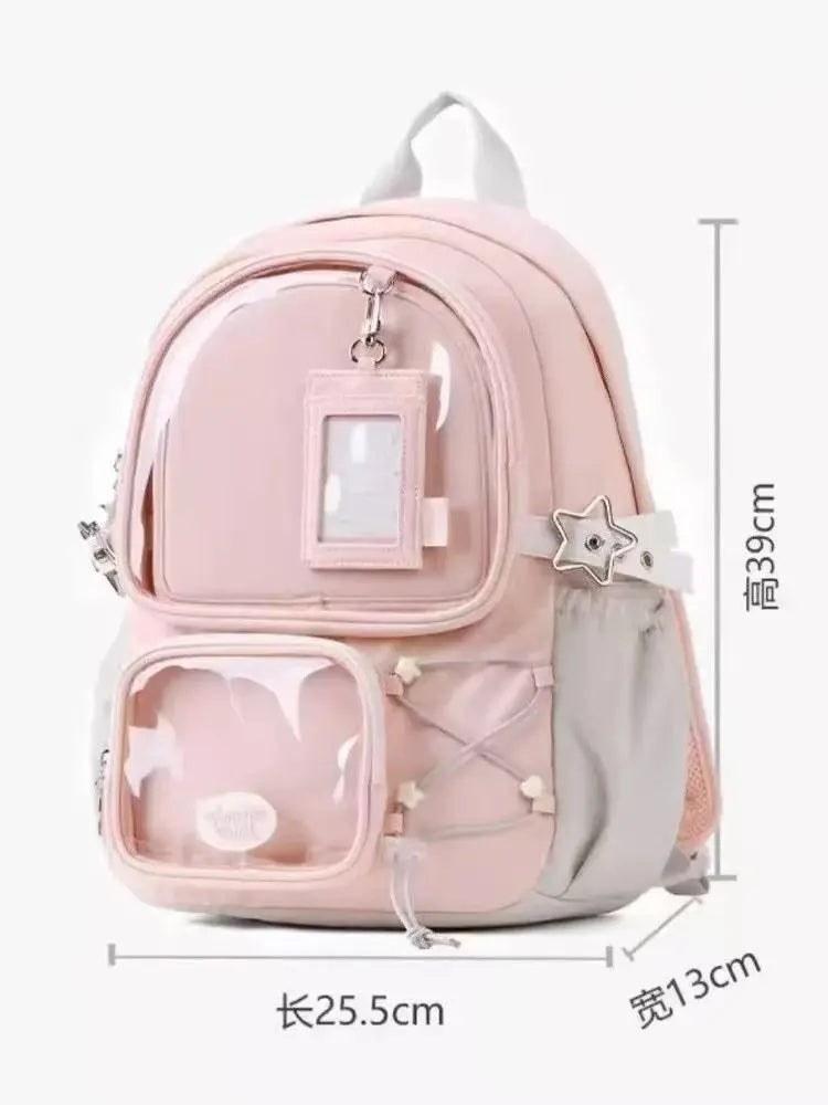 Women Black School Bags Japanese Kawaii Ita Backpack High-capacity Design Transparent Backpacks Sweetwear Y2k Bag 2025 New Trend