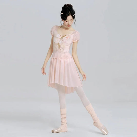 Ballet dress, adult female dance practice suit, chiffon skirt, dance performance gauze dress, gymnastics suit with skirt