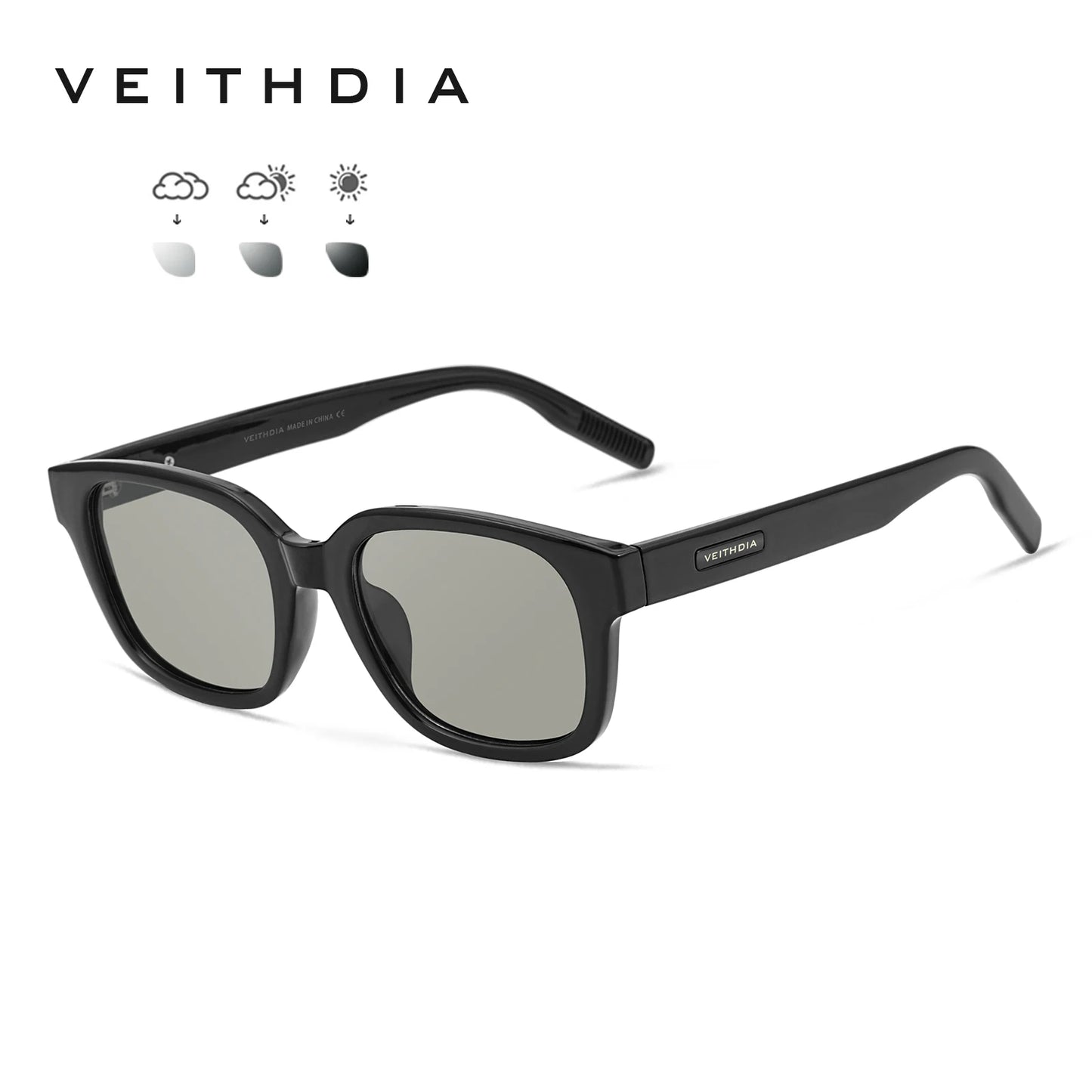 VEITHDIA Polarized Fashion Classic Sunglasses Photochromic Gradient UV400 Protection Outdoor Sun Glasses for Men And Women 7900