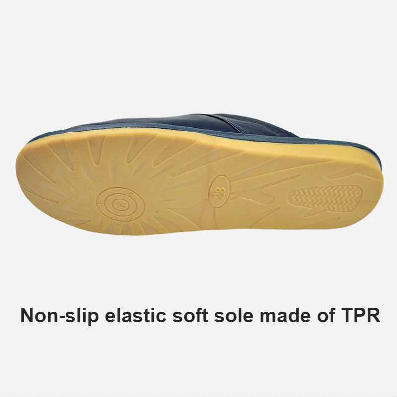 Soft Sheepskin cow Leather Slippers Homes in indoor slipper Spring Autumn men women elderly non-slip casual single shoes summer