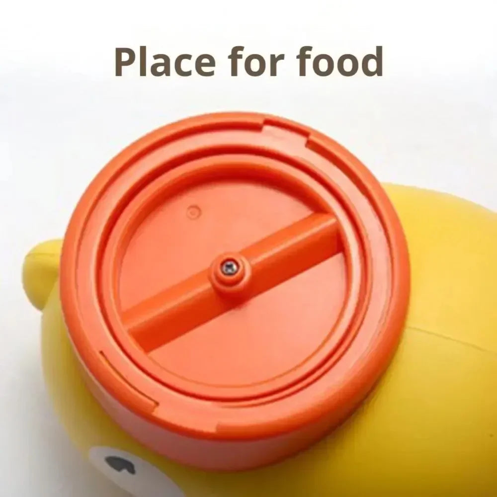Cartoon Duck Pet Automatic Feeder Exercise Dog Intelligence Interactive Dog Food Dispenser Cat Dog Leakage of Toy Food Utensils