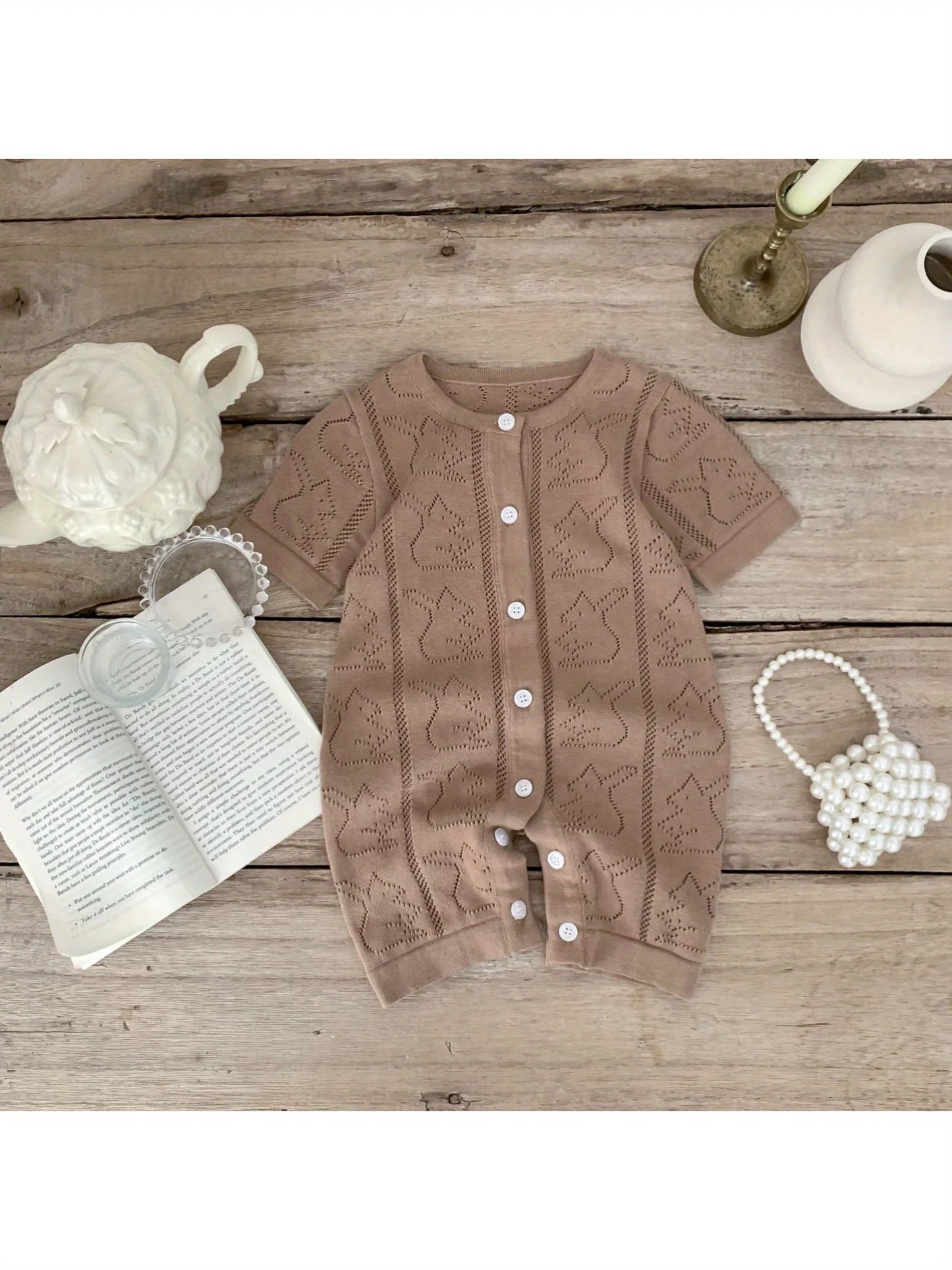 Baby Crawling Clothes, Versatile Newborn Clothes for Boys and Girls, Spring and Autumn Knitted Stylish Romper, Solid Color Jumpsuit